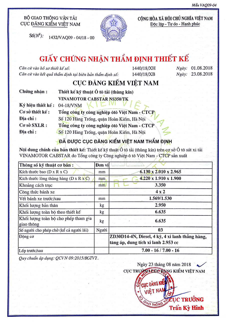 Giấy chứng nhận đăng kiểm 1